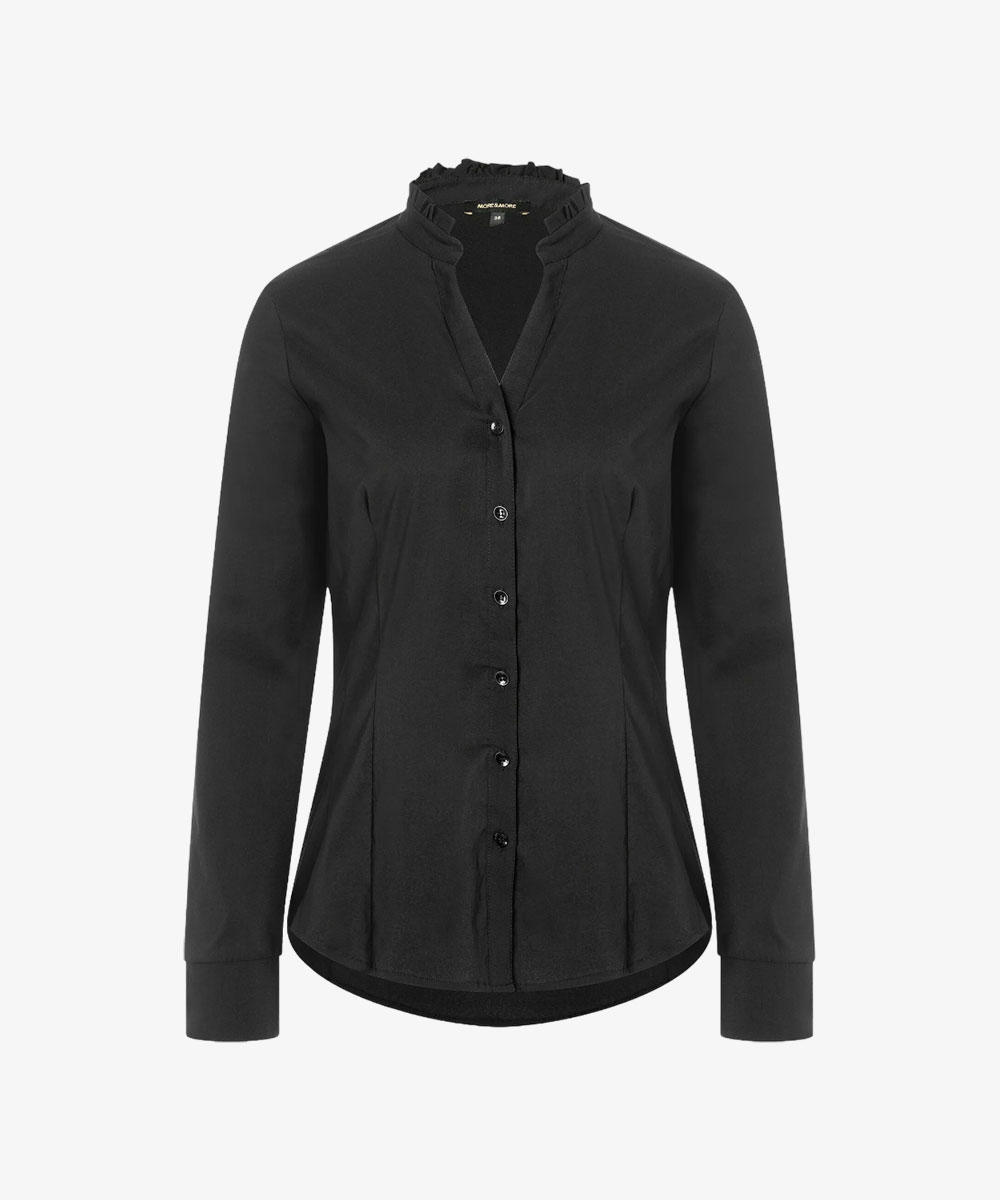 01-5 پیراهن مشکی دکمهدار زنانه با یقه باز - تصویر 1